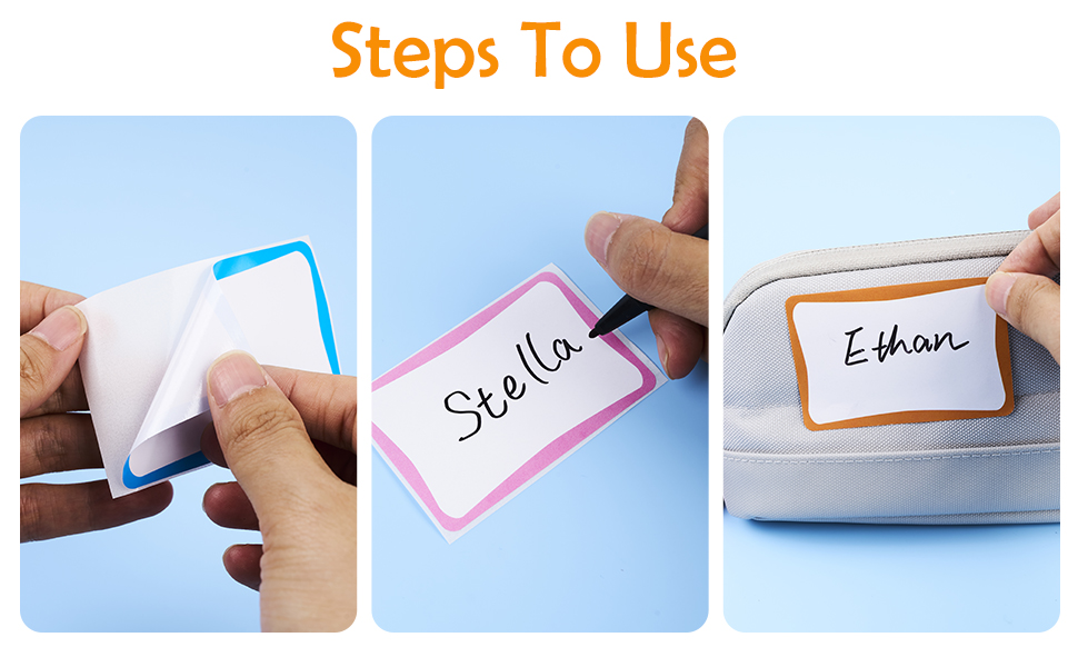 Tear off the label, write with a pen, and stick it where you want