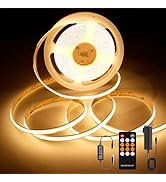 AXMOTUT COB LED Strip Light Warm White, High Bright LED Lights with 2400LEDs, RF Remote and UL Po...