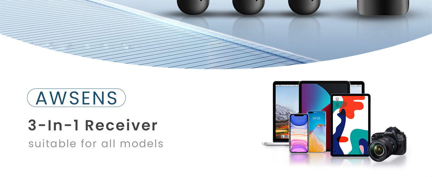 3 in 1 Mini Microphone,Wireless Lavalier Microphones for iPhone Android Camera USB-C,2.4G