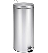 Honey-Can-Do TRS-02110 Round Stainless Steel Step Trash Can with Liner, Chrome, 30-Liter Per 8-Ga...