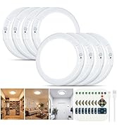 Rechargeable Ceiling Light 8 Pack, 3 Color Wireless Magnetic Motion Sensor Ceiling Light with Rem...