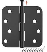 HOSOM 3 Pack Heavy Duty Door Hinges, Matte Black Door Hinges 4X 4 Inch with 5/8'' Radius Corner, ...
