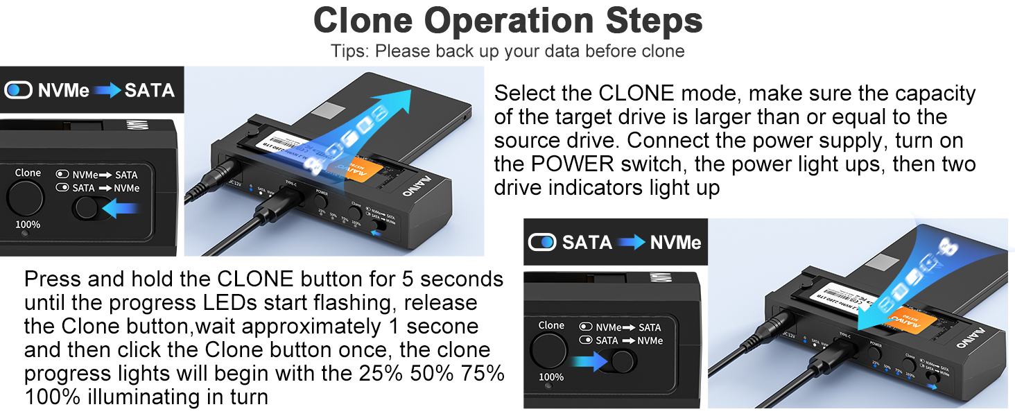 M.2 to SATA SSD HDD Duplicator Cloner Copier