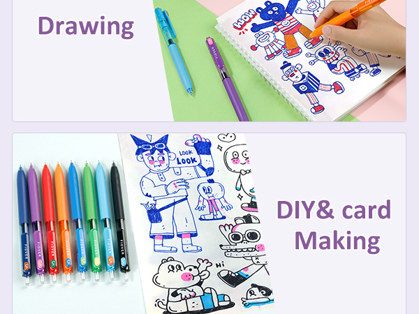 Cute Colored Pens 0.5mm Fine Point Quick Drying for Writing Drawing Journaling Note Taking