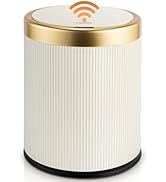 Pukomc Bathroom Trash Can with Lid,3.5 Gallon Motion Sensor Waterproof Touchless Garbage Can, Sma...