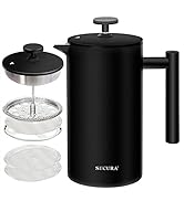 Secura French Press Coffee Maker, Double-Wall 304 Grade Stainless Steel Coffee Press with 2 Extra...
