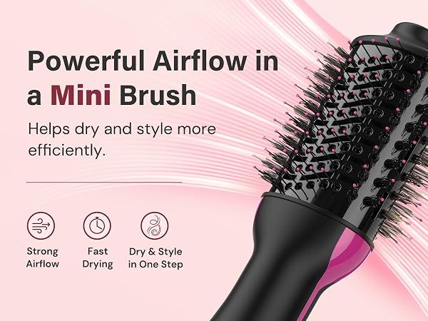 dual voltage mini travel hair dryer brush