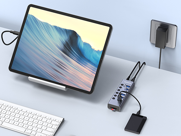 usb hub with ac adapter for tablet