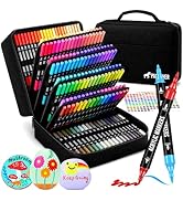 168 Colors Acrylic Paint Markers, Dual Tip Fine and Brush Tips Pens Contain 24 Metallic Color for...