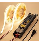 BENLUN 24V 15MM Wide COB LED Strip Light 32.8ft (2 Rolls of 16.4ft), 3000K Warm White Super Brigh...