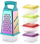 Marco Almond KYA57 Professional Rainbow Color Box Grater,Stainless Steel Grater with 4 Sides,Sli...