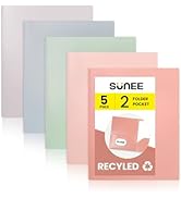 SUNEE Folders with Pockets, 5 Pack Recycled File Folders Fit 8.5x11 Letter Size Paper, Pocket Fol...