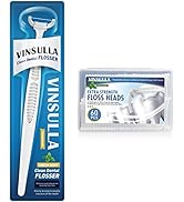 VINSULLA Dental Floss Clean Dental Flossers Kit with 1 Handle and 60 flosser Refill Heads Mint