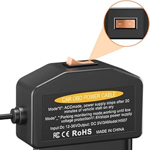 Parking mode OBD2 dashcam hardwire