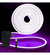 iNextStation Purple Led Strip Lights, 16.4Ft/5m Neon Led Light Strip with Power Adapter, 12V Wate...