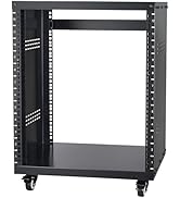 VEVOR 12U AV Rack Stand with Caster Wheels, Component Rack Cabinet Recording Studio Racks, Remova...