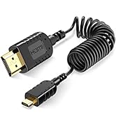 Retractable Micro HDMI to HDMI Cable, HDMI to Micro HDMI Coiled Cable, 4K@60Hz Flexible Micro HDM...
