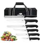Mossy Oak Outdoor Knife Set - 6 PCS Chef Knife Set with Roll Bag - Premium Stainless Steel BBQ Kn...