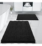 Yimobra Washable Bathroom Rugs Sets 2 Piece, Non Slip Quick Dry Absorbent Bath Mat Set, Plush Che...