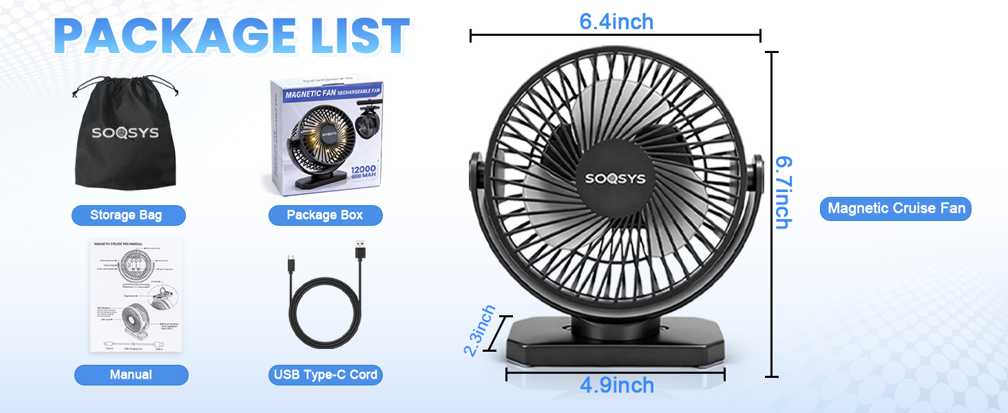 Magnetic Cruise Fan Magnetic Fan for Cruise Ship Portable Travel Fan for Cruise Cruise Essentials