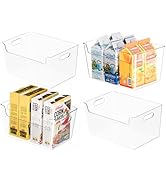 Kutesna 4 Pack Clear Stackable Storage Bins with Handles, Versatile Organizers for Refrigerator F...