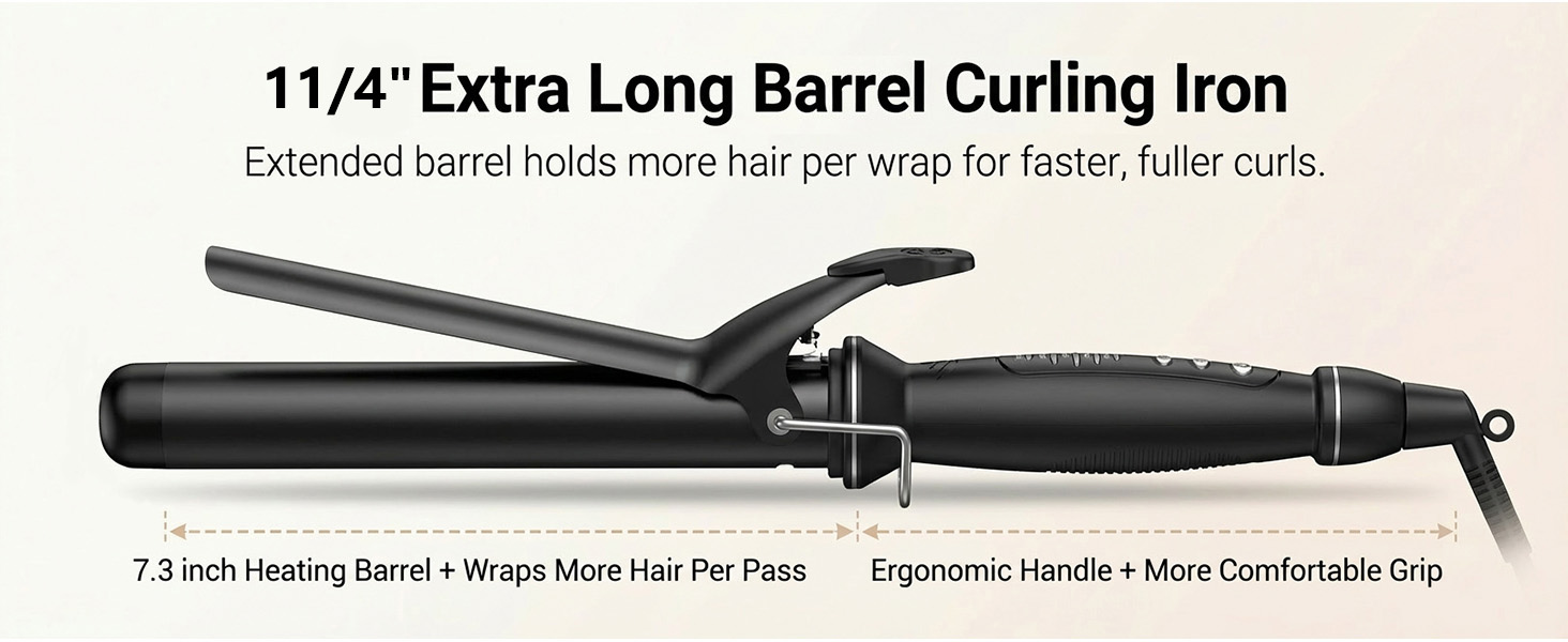 1.25 inch curling iron long barrel