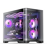 AsiaHorse Pegasus Micro ATX PC Case Dual Chamber 270° Full View Tempered Glass Huge Space MATX Ga...