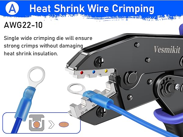 crimping tool for heat shrink connectors