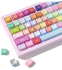 Womier Keyboard Keycaps Jelly - Ceramic Keycaps Style, Clear White Key Cap, Transparent Side Printed...