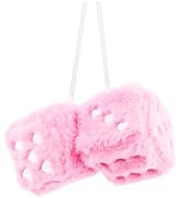 Fuzzy Dice for Rear View Mirror with Suction Cup,Cute Mirror Dice Decorates Car Accessories Inter...