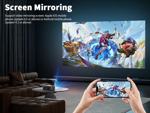 Projector with WIFI and Bluetooth,Native 1080P Projector,Portable Movie Projector for Outdoor Use