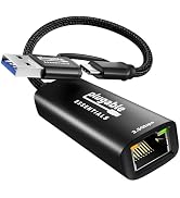 Plugable 2.5Gbps USB C to Ethernet Adapter, 2-in-1 USB-A &amp; USB-C Ethernet Adapter for laptop |Alu...