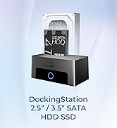ICY BOX Hard Drive Docking Station, SSD HDD 2.5 3.5 Inch SATA to USB Adapter, External SSD Enclos...