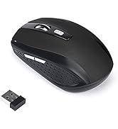 Lovskoo Wireless Mouse 2.4GHz, Black, Portable, USB Receiver, 33ft Range, 20g Weight, Comfortable...