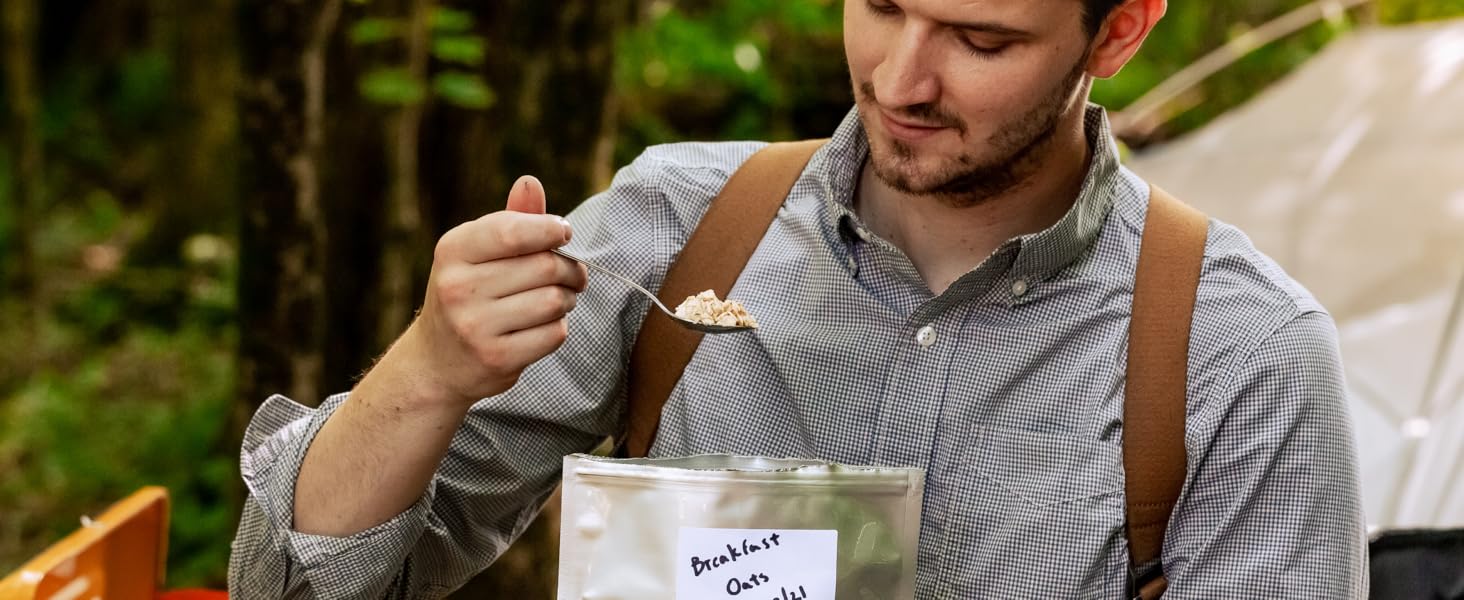 Eating from a MRE Bag