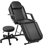 Roixeeds 3-Section Tattoo Chair, Adjustable Professional Salon Massage Bed Tattoo Bed Chair with ...