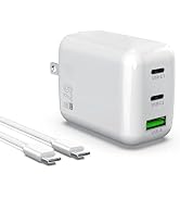 QIOUZW 67W USB C Wall Charger, 3-Port GaN Fast Charger Block,Replacement for MacBook Pro/Air, iPa...