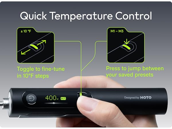 Quick Temperature Control Toggle to fine-tune in 10°F/5°C steps Press to jump between saved presets.
