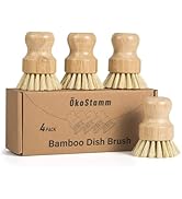 ÖkoStamm 4 Pack Bamboo Dish Brush, Dish Scrubber Brush with Sisal Bristle, Natural Scrub Brush fo...