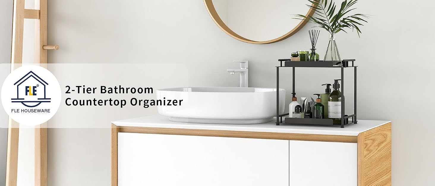 2 tier bathroom organizer storage shelf for bathroom, kitchen, living room, bedroom, dressing table