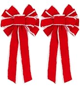 KFJBPB 1 Pack Large Christmas Bows 10.5”X20.5”, Red Velvet Bows Christmas Tree Topper Bow for Wre...