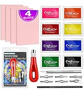WAYCOM 18 Pcs Rubber Stamp Making Kit,Rubber Carving Block Linoleum Cutter Set Rubber Stamp Carvi...