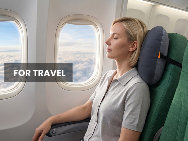 Height-adjustable travel pillow compared with a flat inflatable pillow.