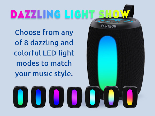Dynamic light shows, cool 8 colorful LED light modes for music scenes, choose beat or RGB light.