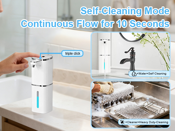 the dispenser includes a continuous flow option for 10 seconds