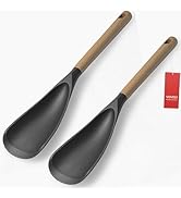 Cooking Spoon Set for Nonstick Cookingwares with Lengthed Wooden Handle, VOVOLY Silicone Spatula ...