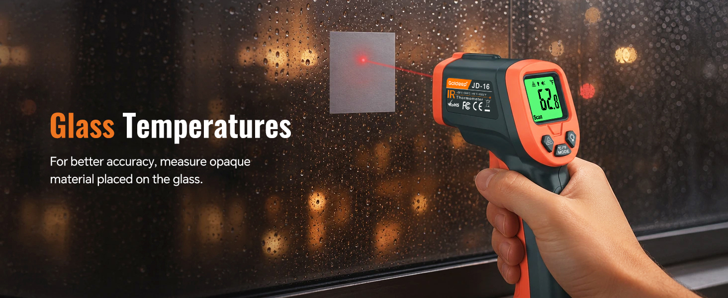 Instruction for measuring glass surface temperature