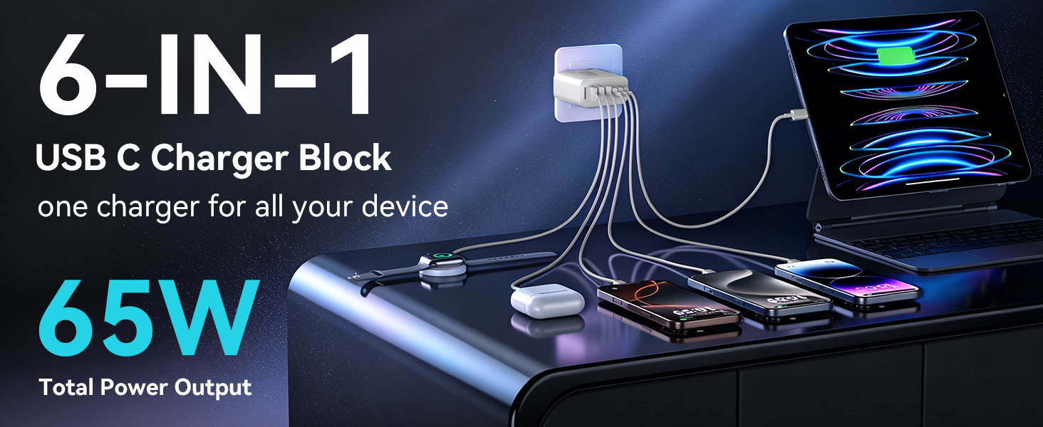 6 IN 1 USB C Charger block