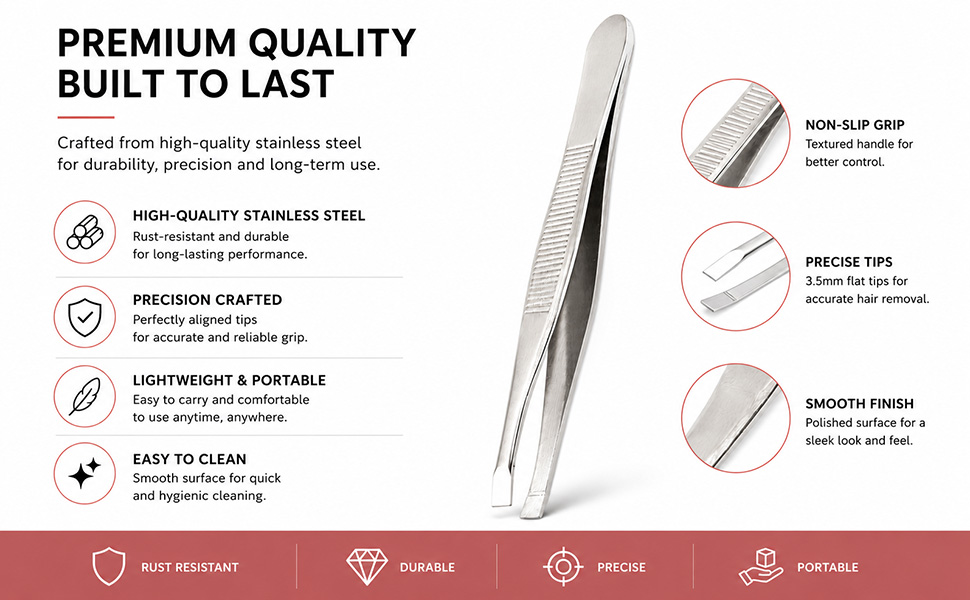 flat tweezers eyebrow tweezers facial hair remover ingrown hair tweezers splinter tweezers