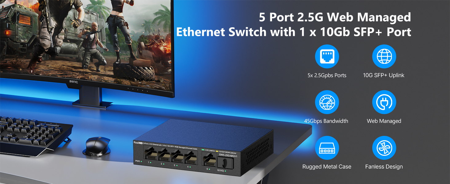 5 port 2.5gb managed ethernet network switch